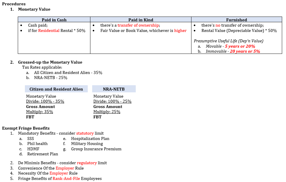 Regular Income Taxation: Fringe Benefits