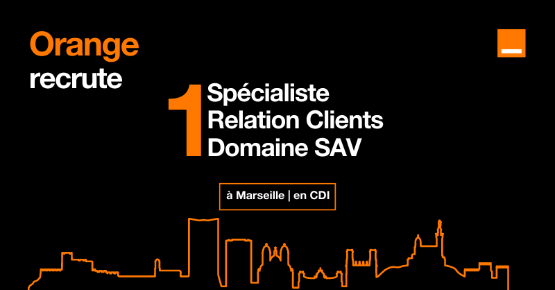 OrangePACA's tweet photo. 📢 Alerte #Recrutement 💼 

✅@OrangePACA recherche 🚀 

👉 1 Spécialiste Relation Clients Domaine SAV
📍 À Marseille

Vous êtes motivés ? 
Rejoignez-nous 👉 https://t.co/c4b2s9Ixw8 https://t.co/uwaeQOKeNm