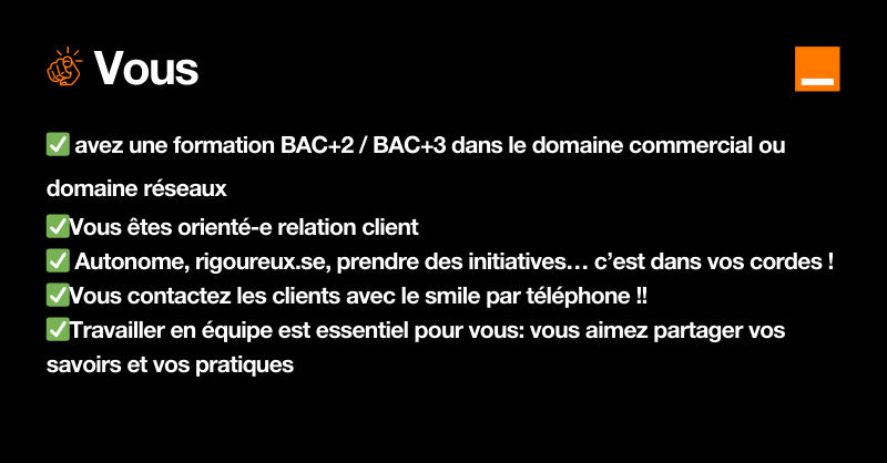 OrangePACA's tweet photo. 📢 Alerte #Recrutement 💼 

✅@OrangePACA recherche 🚀 

👉 1 Spécialiste Relation Clients Domaine SAV
📍 À Marseille

Vous êtes motivés ? 
Rejoignez-nous 👉 https://t.co/c4b2s9Ixw8 https://t.co/uwaeQOKeNm