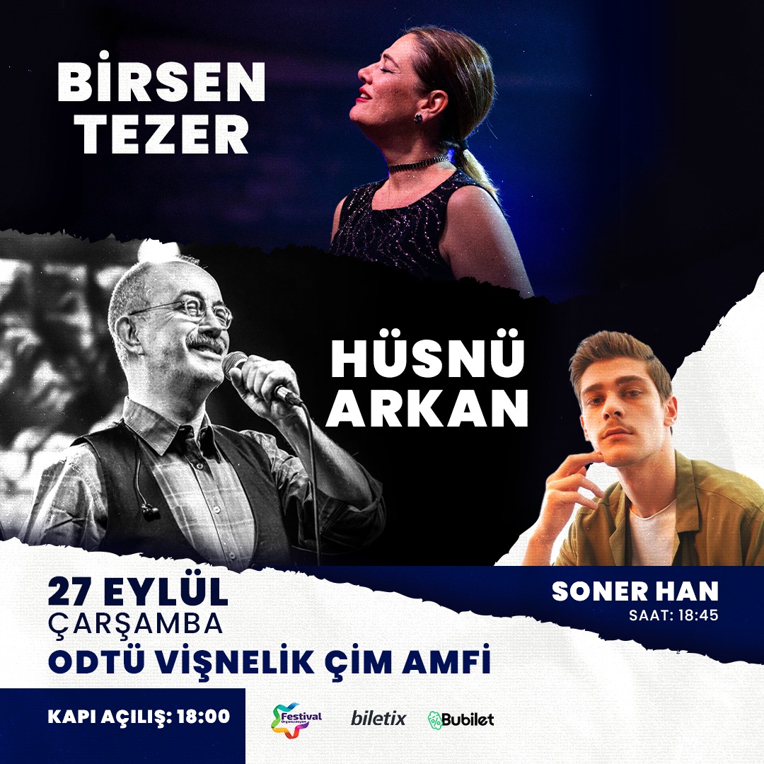 Soner Han sevilen şarkılarıyla, 27 Eylül'de, Odtü Vişnelik'te, değerli sanatçılar Birsen Tezer ve Hüsnü Arkan öncesinde sahnede. @sonerhanmusic