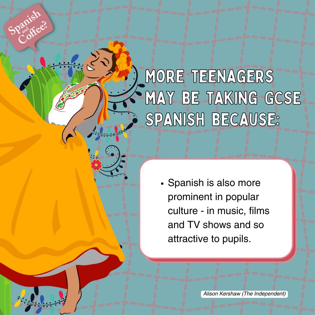SpanishandCoffe's tweet photo. 🇪🇦 'Spanish GCSE sees rise in popularity' by Alison Kershaw (The Independent). The subject could overtake French in the near future to become the most popular GCSE language.

📥 learn@spanishandcoffee.co.uk
💻https://t.co/VXvz3vhj1x
📞 0207 886 8789

#learnspanish #London https://t.co/xkTNW2UqUc