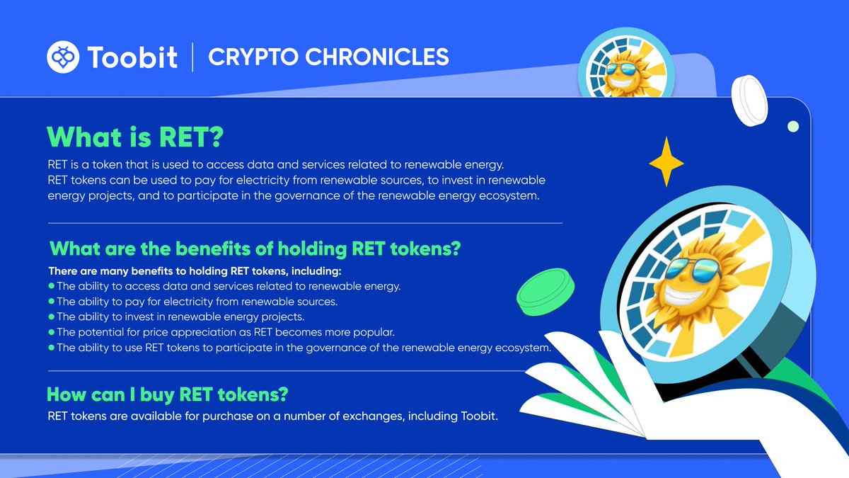 Toobit_official's tweet photo. Crypto Chronicles #RET: The future of renewable energy is here🌞  

Own a piece of the future of renewable energy with $RET tokens 👉
https://t.co/JSzHwcDept

#Learncrypto #crypto #RET #cryptomarket #RnewableEnergy https://t.co/bN2UuJhAE8
