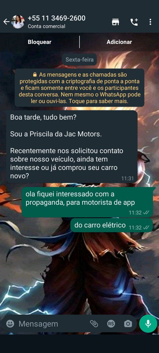 atenção @jacmotors_br esse é o atendimento de vcs ?
Não quisessem me atender era só não ter retornado a mensagem. Isso foi sábado 26/08.