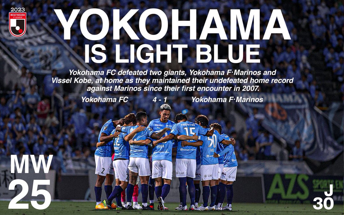 試合前のミーティングでは、四方田修平監督から「歴史を作ろう」との熱い言葉が選手たちに送られたと💪そしてこの8月26日は忘れられない日になったね^ ^横浜ダービー、来季もやるよ🔥だから絶対残留するかんな！YOKOHAMA IS LIGHT BLUE.#横浜FC #横浜ダービー
