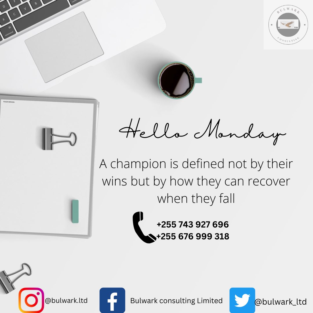 Happy Monday! 

#mondaythoughts #bulwark #consultingcompany
#Tanzania 
#daressalaam #BusinessGrowth