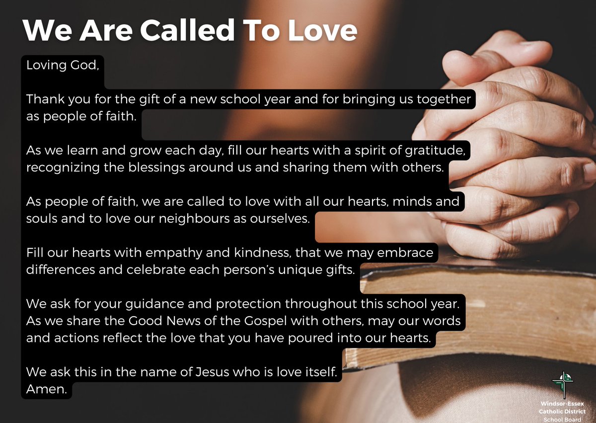 Back to school prayer. #CatholicEd #CEW2024 #WECDSB