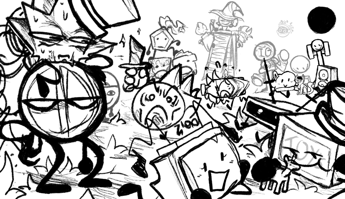 funky_roo's tweet photo. Drew a kinda cast photo of the new cast/show known as Zero! (Yes it finally released)
The goofyiest and gooberest show everrrrrr
Check it out! its pretty sweet :))
#ZeroOsc #Zero1 #OSC #objectshowcommunity #objectshow https://t.co/ja5zN5B2wJ