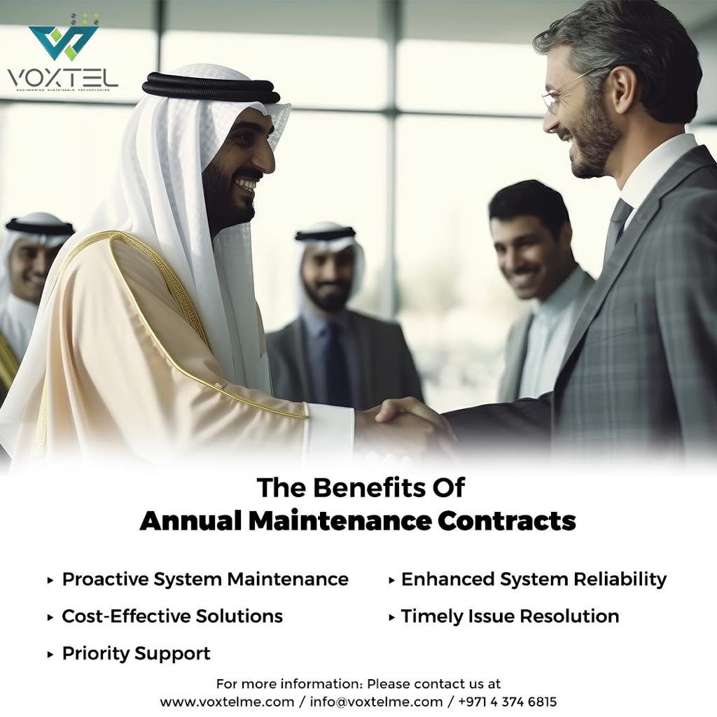 Voxtel_Me's tweet image. Annual Maintenance Contracts (AMCs) can offer numerous benefits, such as on-demand support and timely issue resolution.
http://voxtelme.comEmail us info@voxtelme.com Call at +971 4 374 6815.
#voxtel #teamvoxtel #SmartSecuritySolutions #surveillance #technologies #security