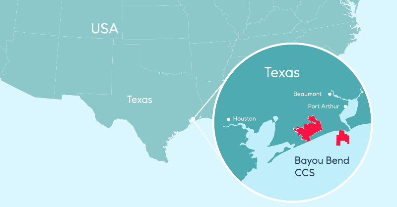 Equinor's tweet photo. We’ve acquired a 25% interest in Bayou Bend, which is positioned to be one of the largest US carbon capture &amp; storage projects for industrial emitters. Bayou Bend has 140,000 acres for permanent CO2 sequestration &amp; gross potential storage resources of over 1 billion metric tons.