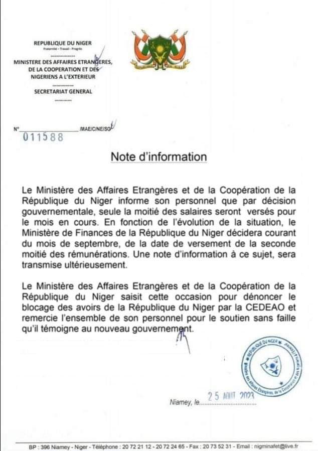 HamzabSow1's tweet photo. Apparemment les putschistes nigériens disent ne plus être en mesure de payer l’intégralité des salaires 😎 https://t.co/9Taxx8nbQK
