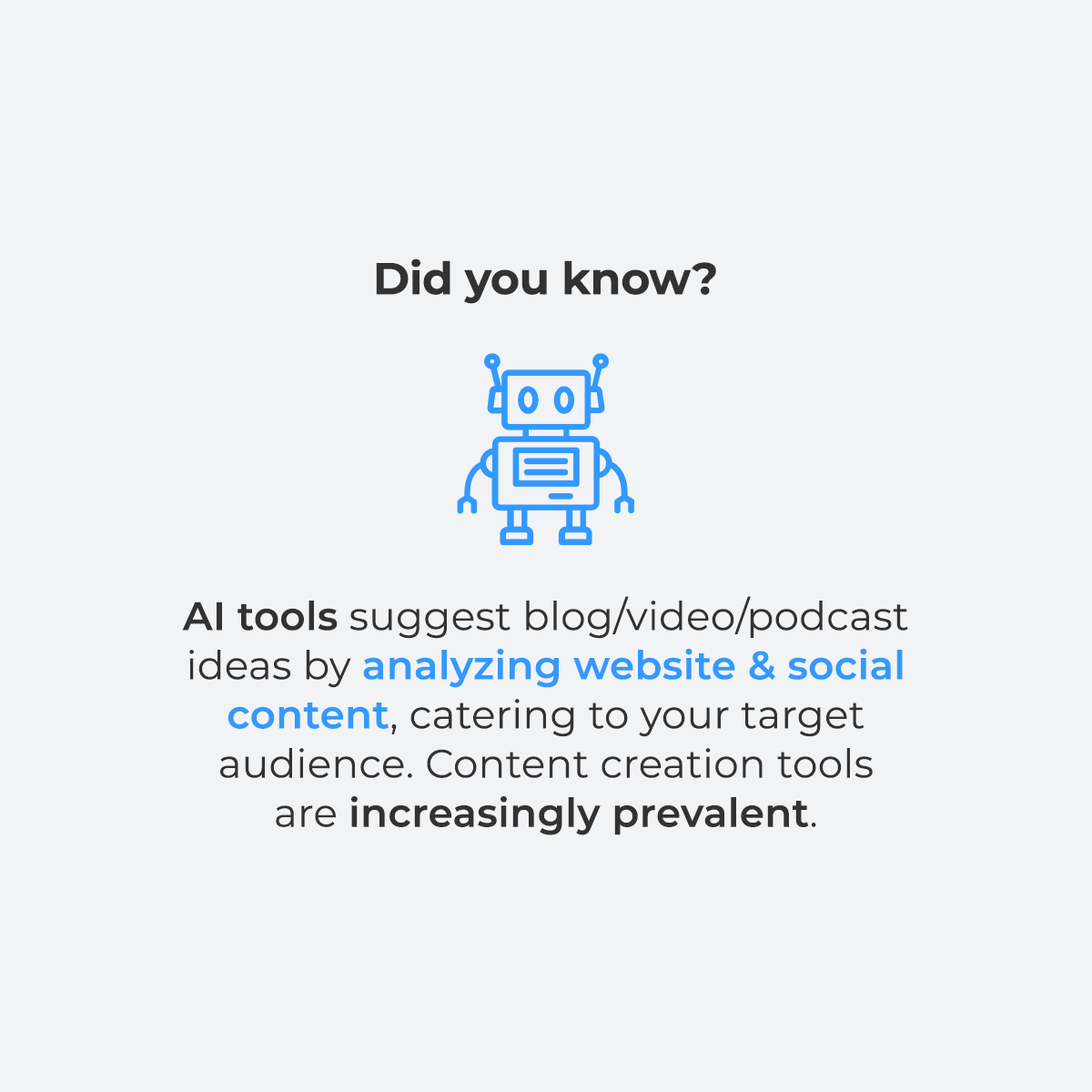 pinmeto's tweet photo. Did you know? AI tools suggest blog/video/podcast ideas by analyzing website &amp; social content, catering to your target audience. Content creation tools are increasingly prevalent. 🤖

#localseo #localmarketing #marketing #seo #localsearch https://t.co/5ddY16jlJB