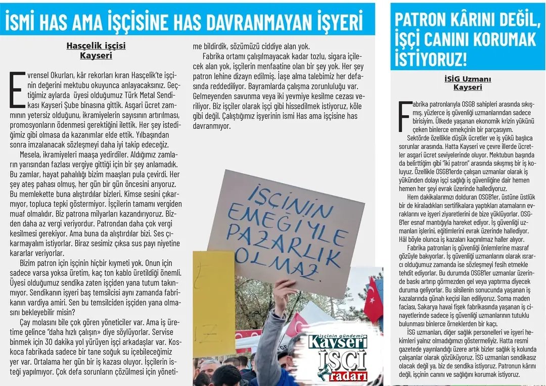 isciradari38's tweet photo. Kayseri'den farklı iş kollarından işçiler; 
@evrenselgzt 'ne yazdılar. Keyifli okumalar. https://t.co/gSsHnOpDjX