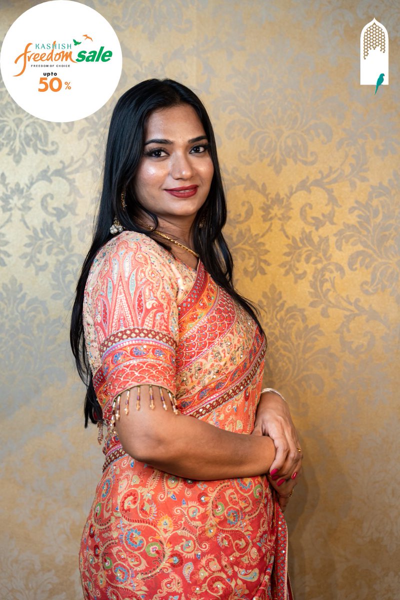 KashishIndia's tweet photo. #Rakhi2023
Orange Designer #Saree in chinon crepe fabric with Stone Work &amp; Digital Print by The Fashion Leader 🦜
Kashish “Freedom Sale” is live with Upto 50% off is ending in just 3 days.

This year, let us celebrate “Freedom of Choice” to Shop! https://t.co/i4MD6pWmb8