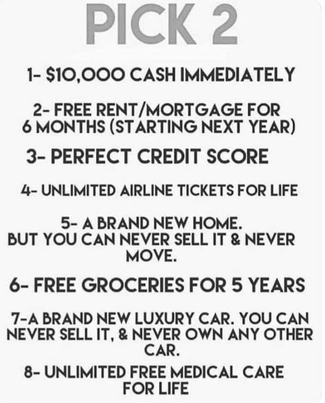 Cruzyfarmer's tweet image. Only Can pick 2🤔 Have a Go🥴
#Choices #Pick2 #LifeIsHard