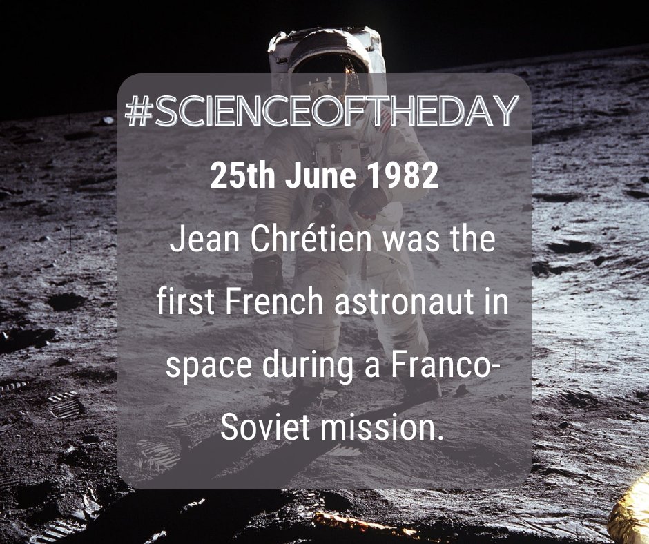 Scienceoftheday's tweet photo. 🚀🇫🇷A historic space conquest! On June 25th, 1982, Jean Chrétien made a significant leap as the first French astronaut to venture into space during a Franco-Soviet mission. 🌌🚀 #SpaceExploration #JeanChrétien #FrancoSovietMission https://t.co/zPXtQMAukw