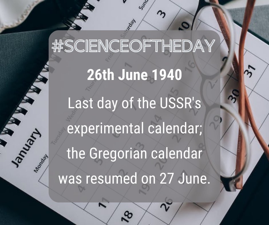 Scienceoftheday's tweet photo. 📅A turning point in time! On June 26th, 1940, the USSR bid farewell to its experimental calendar, marking the last day of its usage. From the following day, June 27th, the USSR resumed the use of the Gregorian calendar.  ⏰🌍 #CalendarShift #HistoricChange #GregorianCalendar https://t.co/BE2ioxj14m