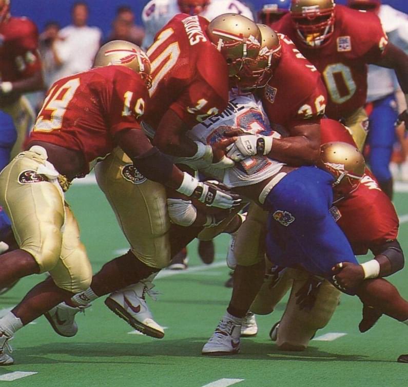 On this day 30 years ago, Florida State football kicked off its national championship campaign with a 42-0 shutout of Kansas in the Kickoff Classic in East Rutherford. The top-ranked Seminoles outgained Kansas 538-240 and preserved the shutout with a memorable goal line stand.