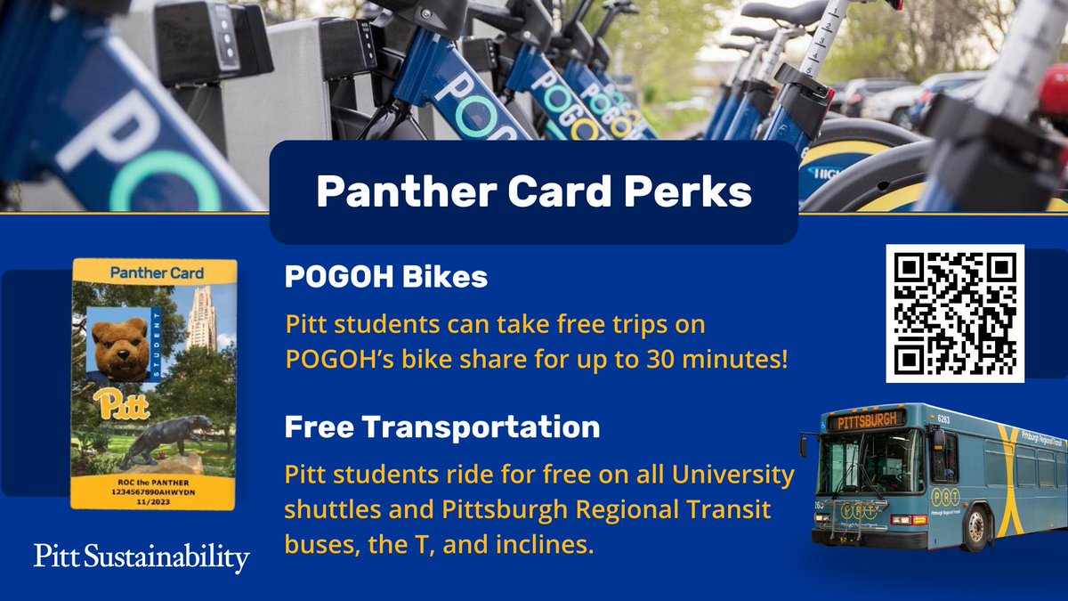 Just a reminder that @PittTweet students & employees ride @PGHtransit fare free with your ID + can access @pogohbikes for free 30 minute trips via @PittMobility codes that went out in August! #CheckYourInbox #H2P
