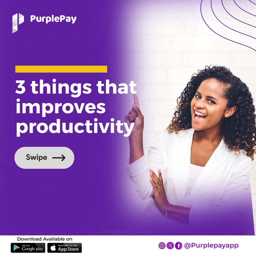 Purplepay_app's tweet image. Hey Payple 💜
It’s a new week. 
Because we want you to have a productive week, we’d like to share a few tips on how you can improve productivity. 

[SWIPE} 

Purplepay Cares💜

#purplepay #purplepayapp