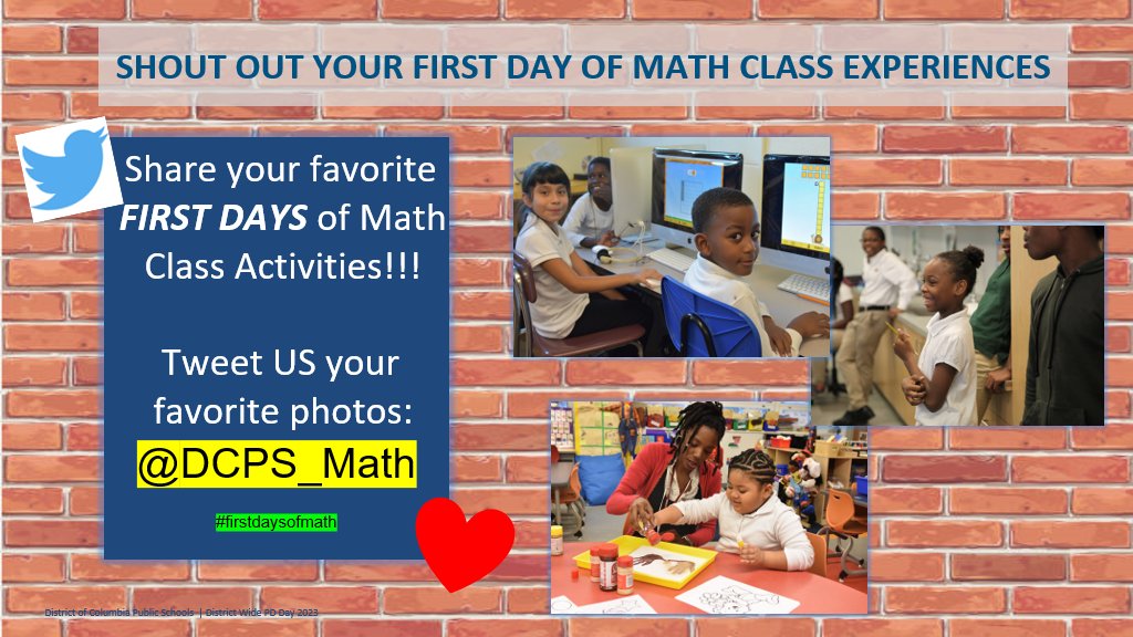 DCPS_Math's tweet image. Welcome DCPS Elementary Math teachers and students to the First Days of Math Class!!! Shout out your favorite First Days of Math Class experiences!!!❤️