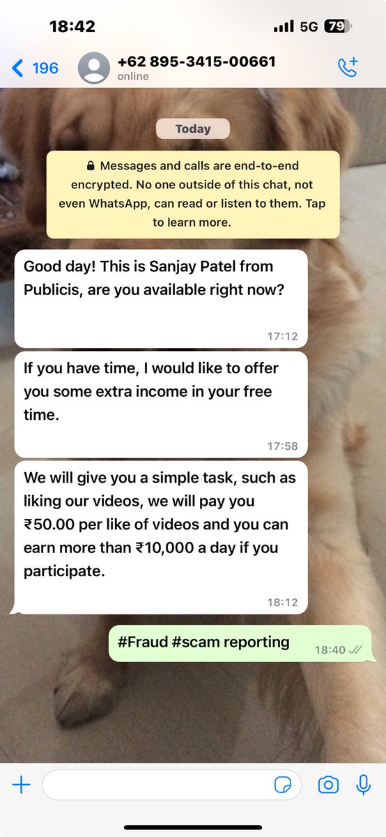 For nth time I am getting these messages on ⁦<a href="/WhatsApp/">WhatsApp</a> by some random people to like their videos⁩. And they are so persistent. ⁦<a href="/CybercrimeCID/">Cybercrime CID ಸೈಬರ್ ಕ್ರೈಮ್ ಸಿಐಡಿ</a>⁩ 
⁦<a href="/PublicisGroupe/">Publicis Groupe</a>⁩ here is an imposter