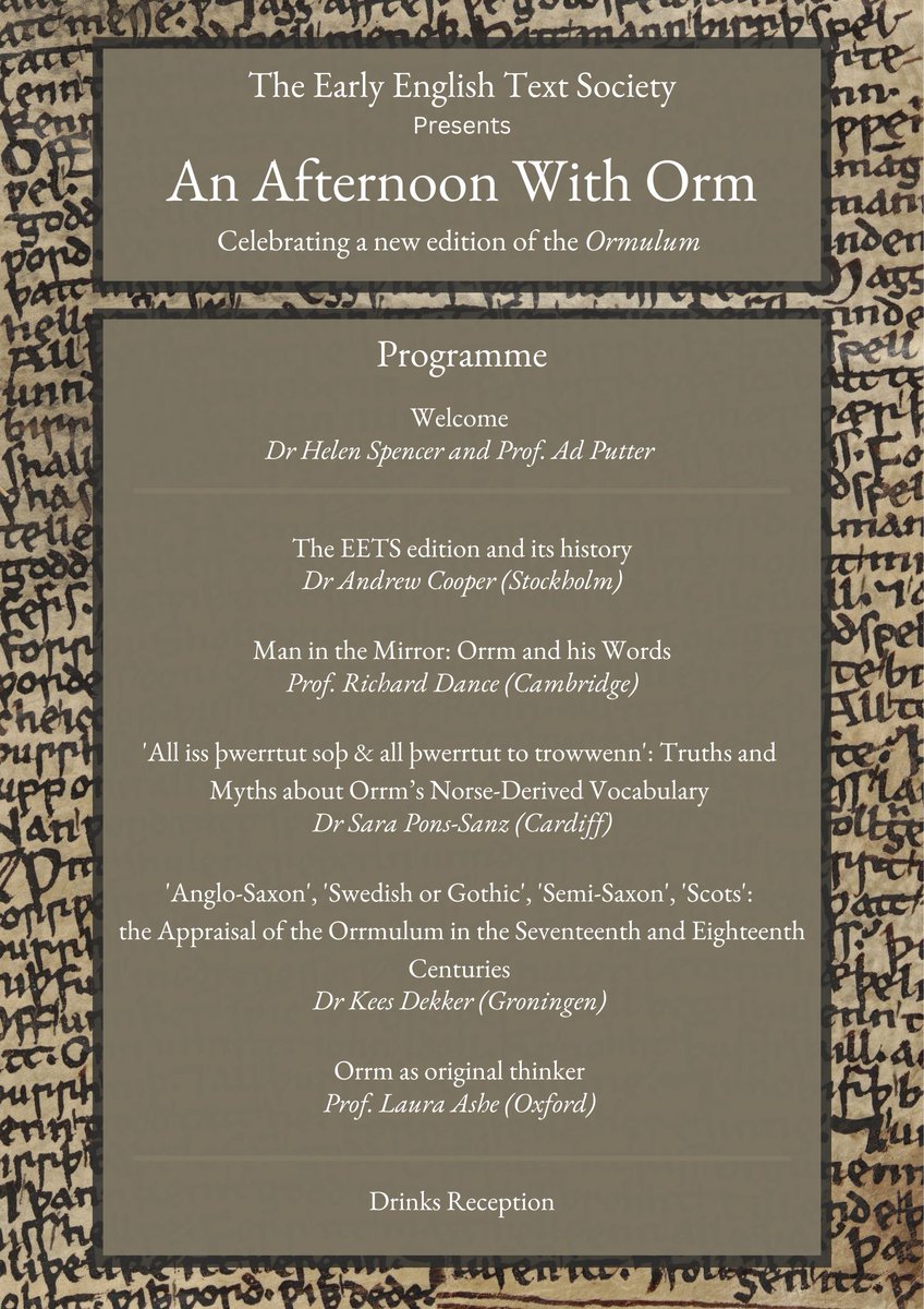 EEngTextSoc's tweet photo. There's still time to sign up for our half-day conferennce to launch our new editionn of The Ormulum - email eets@ell.ox.ac.uk to register https://t.co/E5Vhttt38Z