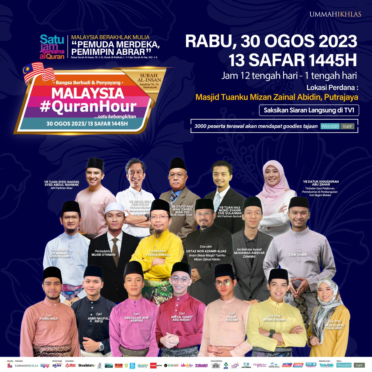 ideaktiv's tweet photo. 2 HARI LAGI. Malaysia #QuranHour akan bergema di seluruh Malaysia. Kami mengajak orang ramai hadir ke lokasi perdana Masjid Tuanku Mizan Putrajaya dlm misi Membentuk Malaysia Berakhlak Mulia menerusi solusi Al-Quran.

Ayuh kita sebarluaskan misi ini lagi kepada seluruh Malaysia. https://t.co/QjVl1ALCWZ