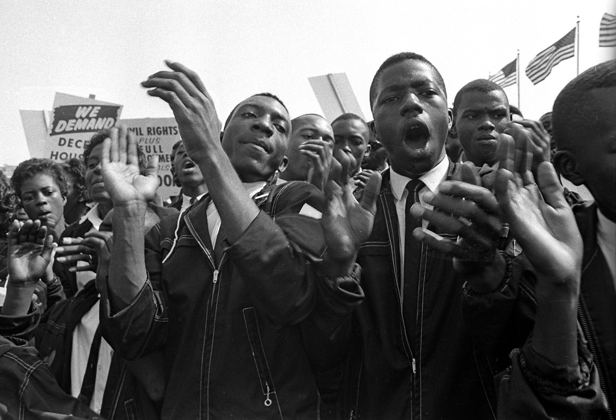 <a href="/NMAAHC/">Smithsonian’s NMAAHC</a> These photos are by James H. Wallace, a long-time employee of the Smithsonian's Office of Printing and Photographic Services. They're now in the collection of <a href="/nmaahc/">Smithsonian’s NMAAHC</a>. 

Imagine how long these people of all ages were on their feet, drawn together to make their voices heard.