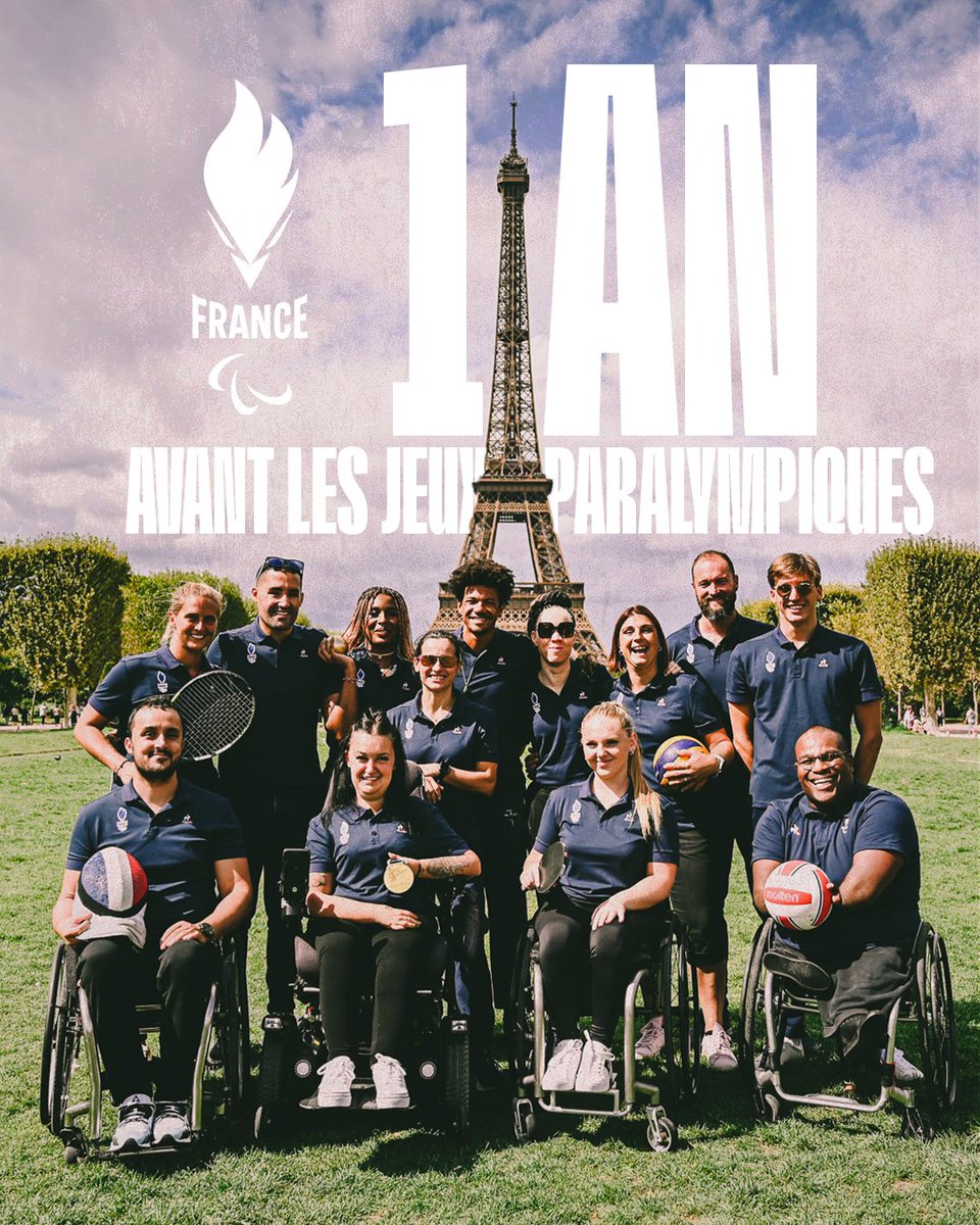 1 an avant les Jeux Paralympiques de #Paris2024 à la maison ✨ Nos athlètes sont prêts, ET VOUS ? 🇫🇷