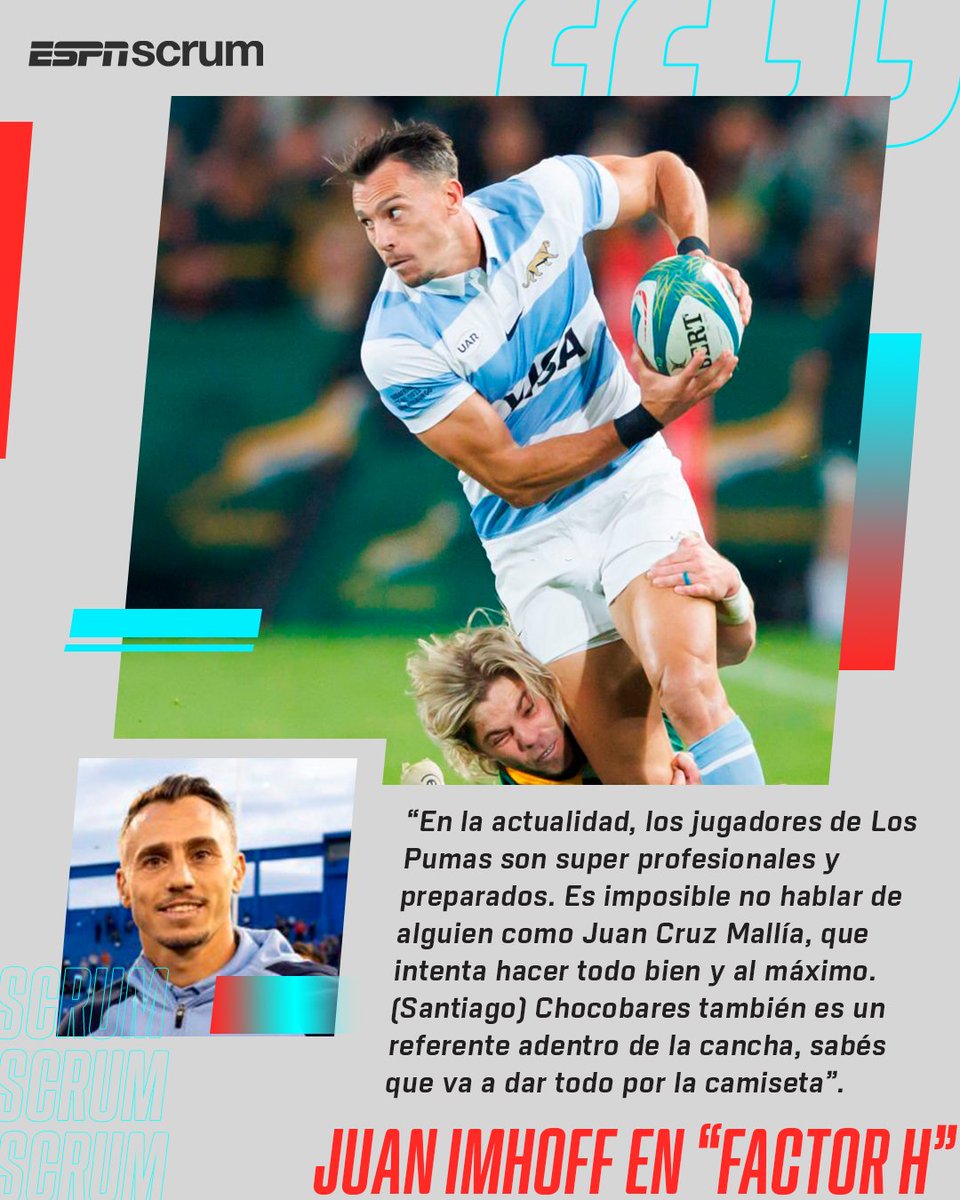 ScrumESPN's tweet photo. @HERNANDEZJUANI @ZucaConti @StarPlusLA Juan Imhoff comparó las preparaciones actuales de #LosPumas con las que vivió cuando ingresó al seleccionado, en el tercer programa de Factor H. 🗣️🇦🇷
⭐ Mirá #FactorH, cuando quieras, en @StarPlusLA.
#PUMASxESPN #RWCxESPNEnStarPlus https://t.co/F3a9TLkQVS