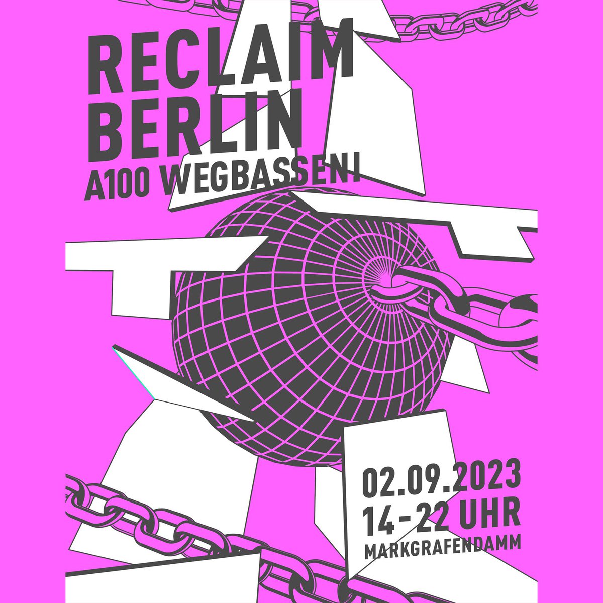 ReclaimYourClub's tweet photo. Am Samstag rufen wir gemeinsam mit @DenkenGerade #aboutblank #else #renate u.a. zur Demo für die durch die A100 bedrohten kulturellen Freiräume auf. #a100wegbassen #klimakatastrophe #b0209 #reclaimberlin #clubsstattklimakrise https://t.co/qbgJgFnIff