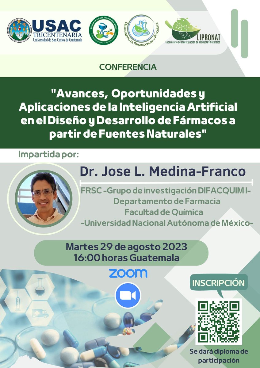 Les esperamos mañana en el #seminariovirtual organizado por la @InfoUsac de #Guatemala 

#divulgacion #productosnaturales #quimioinformatica