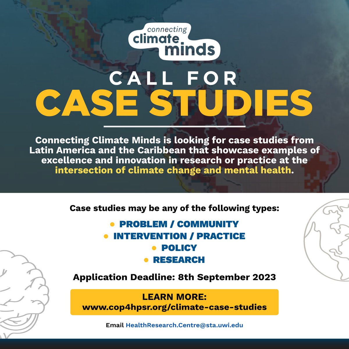 📢Call for Case Studies from the LAC that highlights intersecting research or practice of climate change 🌡️and mental health🤔.
cop4hpsr.org/climate-case-s…