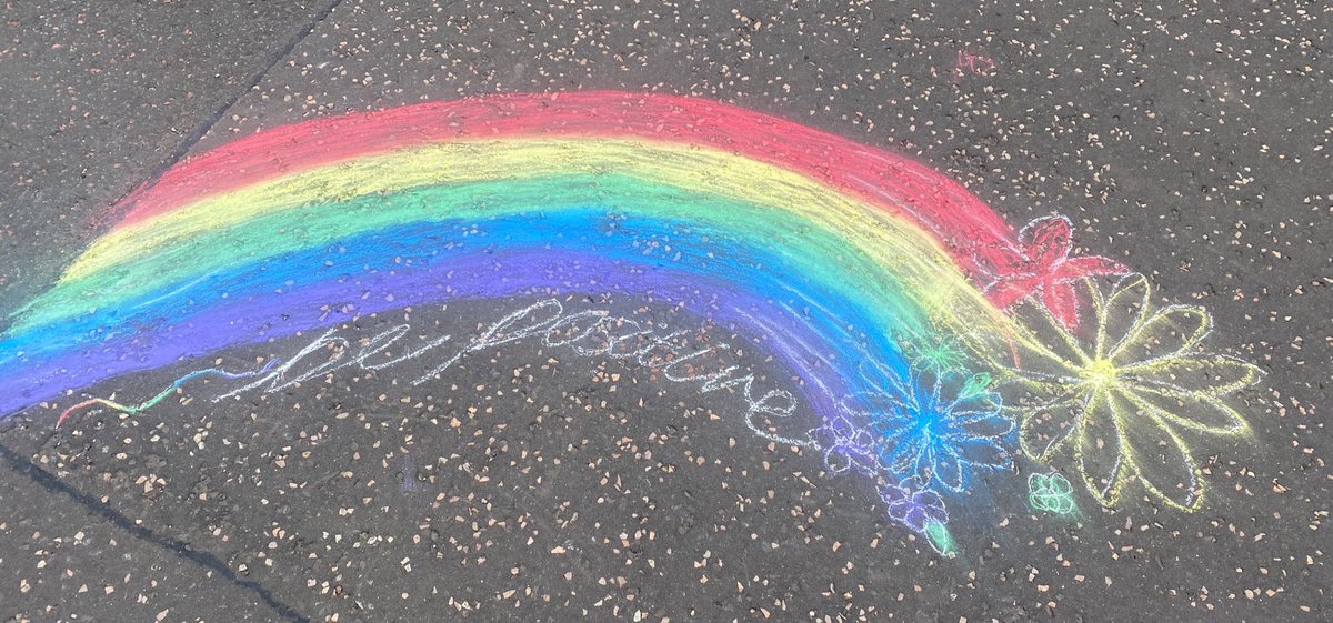 S2 were sprinkling some positivity around the school for first day back! Some lovely messages for all to read 🌈 #outdoorlearning