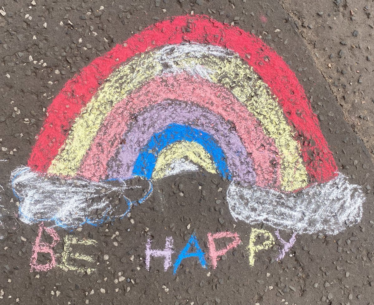 MissFergusonAr1's tweet photo. S2 were sprinkling some positivity around the school for first day back! Some lovely messages for all to read 🌈 #outdoorlearning https://t.co/WrxIk4wfmG