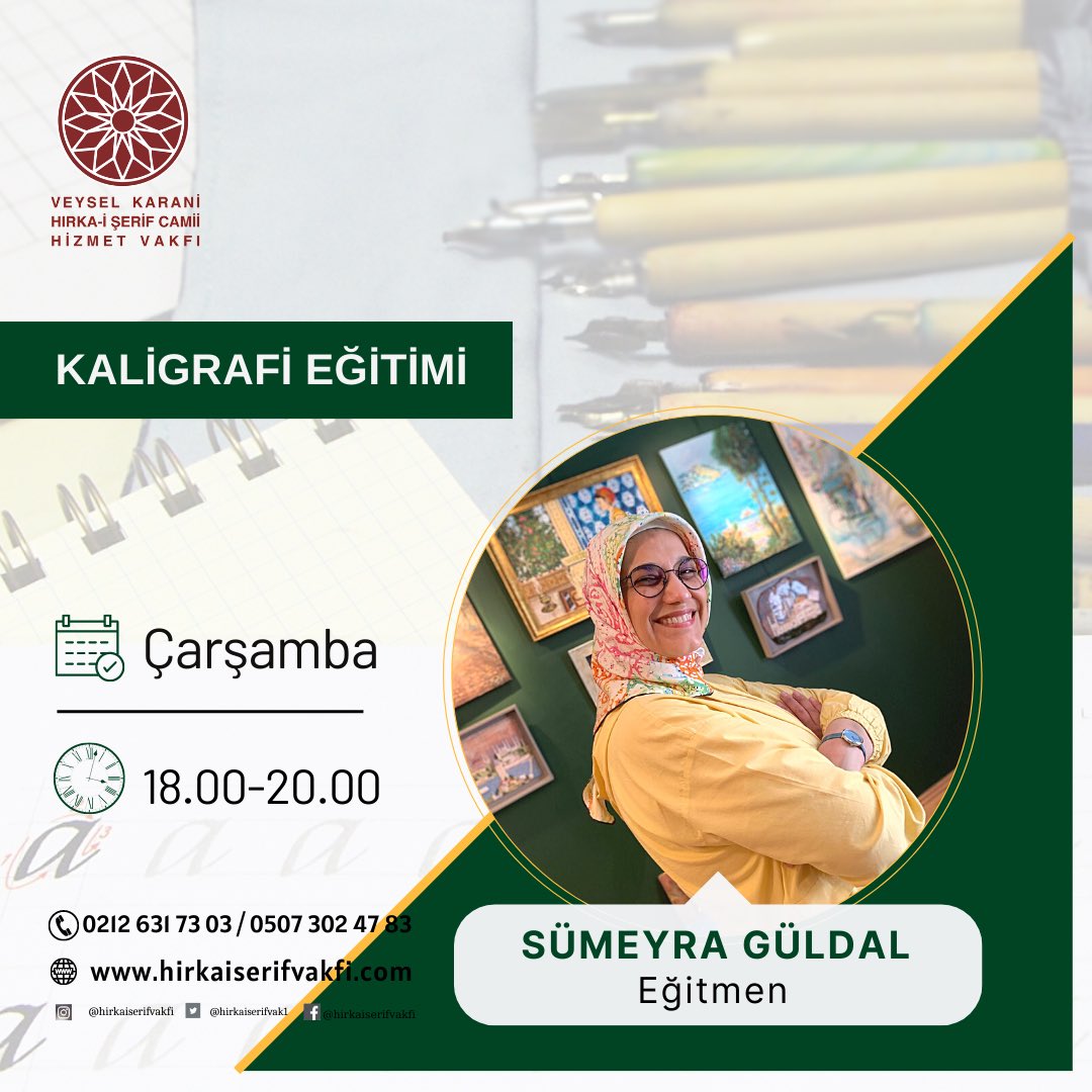 hrkaserifklt's tweet photo. Kaligrafi dersimiz Sümeyra Güldal  önderliğinde gerçekleşecektir. 

Çarşamba / 18:00 -20..00

Detaylı bilgi için:
0 507 302 47 83 

#hirkaiserifvakfikültürmerkezi  #hirkaiserif #istanbul #fatih   #husnuhat  #kaligrafi #yazı #sanat https://t.co/8XezGcJFzD