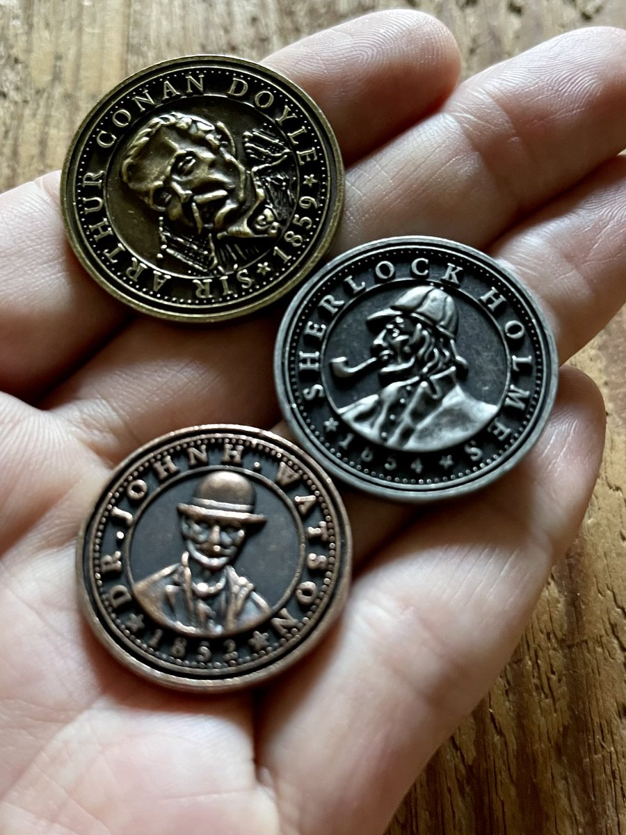 sherlockeditor's tweet photo. Today’s mail… three coins not in a fountain. Not actually coins either, but close enough. 😉 #sherlockholmes https://t.co/Bl40ONUmFp