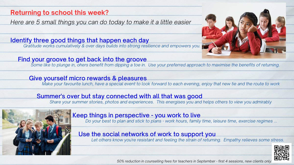 Know a teacher resisting returning to school?
We can help.

#teachers #stress #support #mentalhealth #education #wellbeing #schools #educators #teachertwitter #EduTwitter #PastoralTwitter #sundayscaries #StressTips #anxiety #edchatEU #TechWeekIRL #edchatie #TeachersOfTwitter