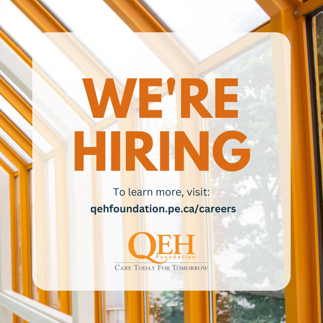 Come join our team! 🙌 The QEH Foundation is seeking qualified candidates to take on the roles of Development Officer and Gift Processing Coordinator. 

For more information and to apply, visit qehfoundation.pe.ca/careers/