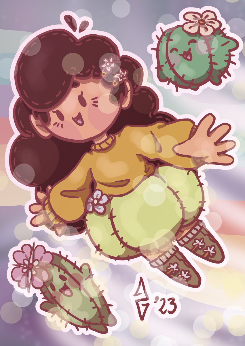 Scented_Shadow's tweet photo. Since I forgot to post all my drawings I did for #artfight2023 during the actual month, I will be posting one every day now! Day 14 - This is Angelina (+ 2 cactus friends!) by @localtrash22 ! https://t.co/WL0IlZEAAF