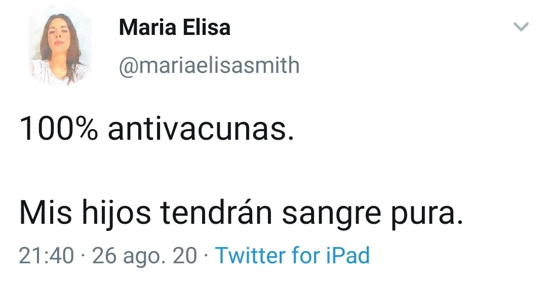 purísima, hasta que se les llene de microorganismos y tengan una septicemia, purísima como en la era victoriana, cuando estaban los cementerios llenitos de niños, la diferencia es que ahora tienes solución a eso y no la quieres coger @mariaelisasmith