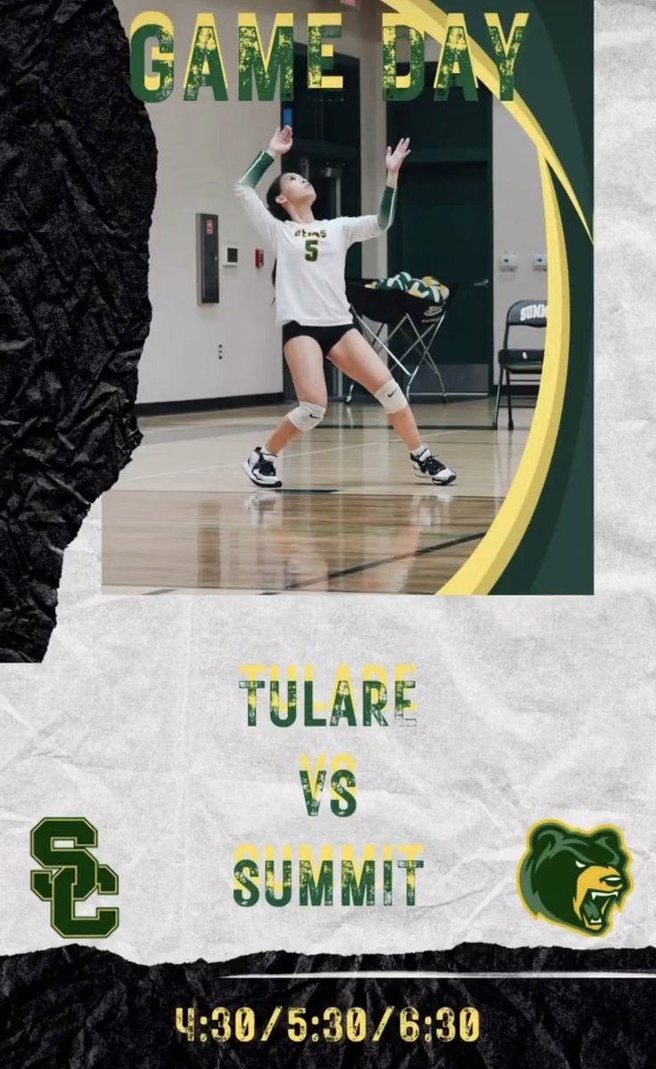 SummitBears's tweet image. Come support the Lady Bear Volleyball team as they host Tulare Union tonight.  Frosh game starts at 4:30 with the JV and Varsity games to follow.   Admission is FREE to all BSD students.  Make sure to wear your Green and Gold and BE LOUD!! #SCALLIN