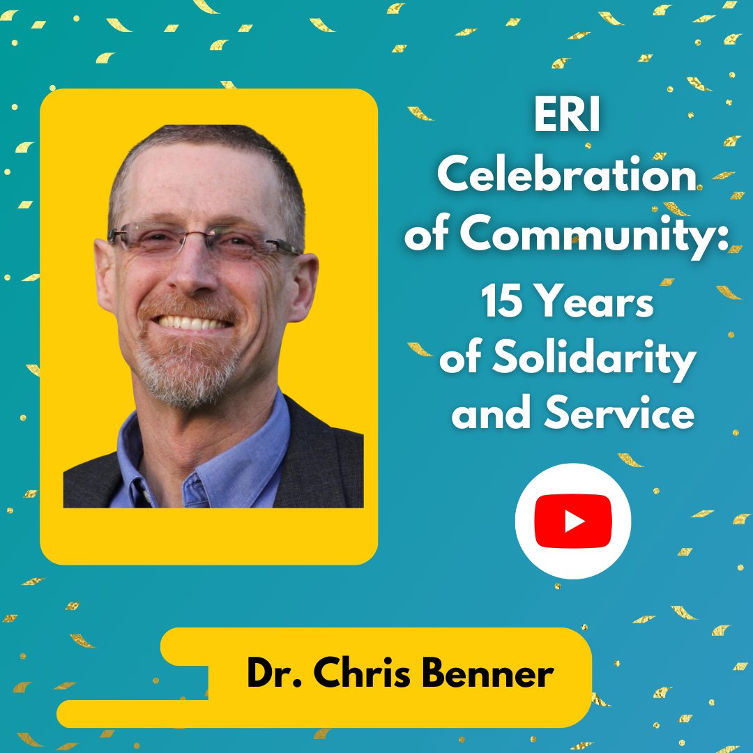 Dr. Chris Benner joins our #ERI15Years celebration to share ERI’s impact on his academic journey. W/ a collaboration spanning 25+ years, Dr Benner highlights the pivotal role of research in powering change through meaningful community partnerships. youtu.be/LTtzI8lxqgk (1/3)