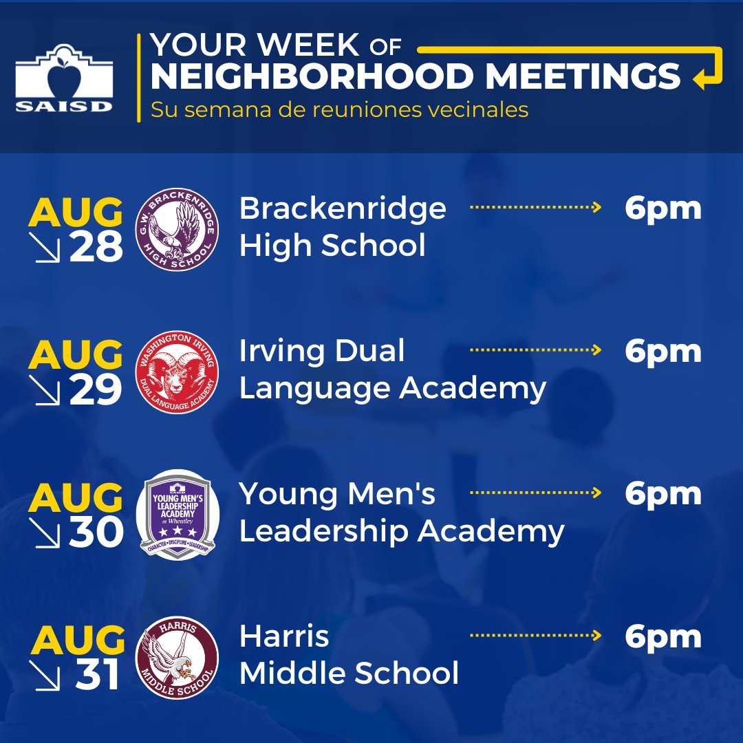 We will hold four meetings on the district's draft rightsizing framework this week. 

Tendremos cuatro juntas comunitarias para el marco preliminar de optimización de planteles del distrito esta semana. 

➡️ tinyurl.com/2023Rightsizin…