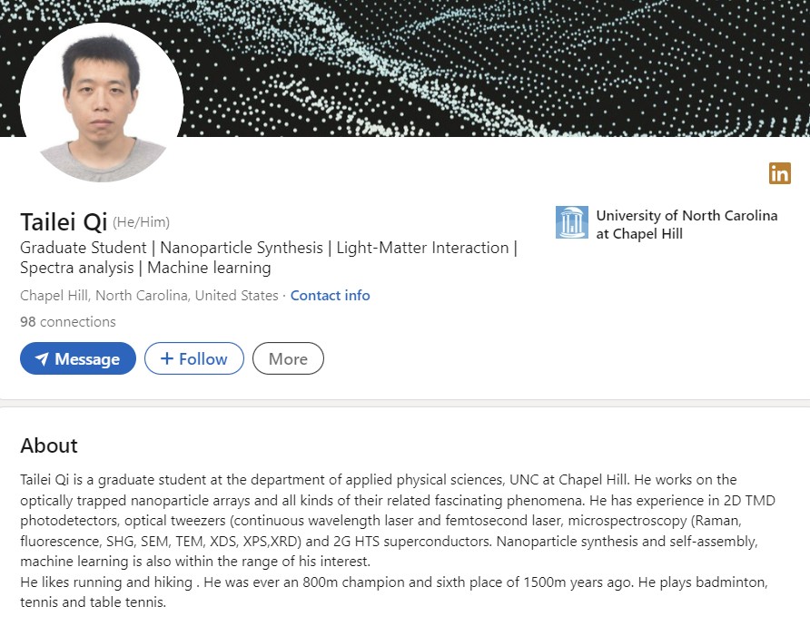 BREAKING: Tailei Qi, a UNC at Chapel Hill graduate student, has been identified as a person of interest in the 'armed and dangerous person situation' on/near campus.