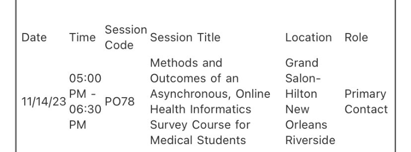UW Applied Clinical Informatics (@uwinformatics) on Twitter photo We are looking forward to sharing information about our medical student courses <a href="/AMIAinformatics/">AMIA</a> Annual Symposium.
<a href="/DrJasonDambach/">Jason Dambach</a> <a href="/AlAlsadiMD/">Al Alsadi, MD.</a> <a href="/dfs_77/">Dave Schneider</a> <a href="/heidi_twedt/">Heidi Twedt, MD</a> with a poster on our survey course at symposium, and <a href="/dfs_77/">Dave Schneider</a> presenting on our advanced course at LIEAF. We are looking forward to sharing information about our medical student courses <a href="/AMIAinformatics/">AMIA</a> Annual Symposium.
<a href="/DrJasonDambach/">Jason Dambach</a> <a href="/AlAlsadiMD/">Al Alsadi, MD.</a> <a href="/dfs_77/">Dave Schneider</a> <a href="/heidi_twedt/">Heidi Twedt, MD</a> with a poster on our survey course at symposium, and <a href="/dfs_77/">Dave Schneider</a> presenting on our advanced course at LIEAF.