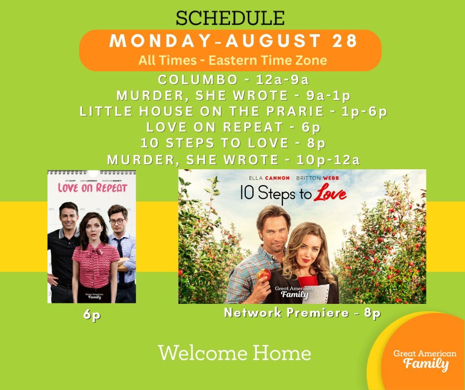 CattLovesMovies's tweet photo. Monday night movie PREMIERE tonight on @GAfamilyTV‼️
#DoubleFeature—
☀️#LoveOnRepeat
⬇️PREMIERE⬇️
☀️#10StepsToLove
🐱💛🎬
#GreatAmericanSummer
@billabbottHC #GreatAmericanFamily #GFam #WelcomeHome #StoriesWellTold #Greatfuls https://t.co/RQgG5ezXdT