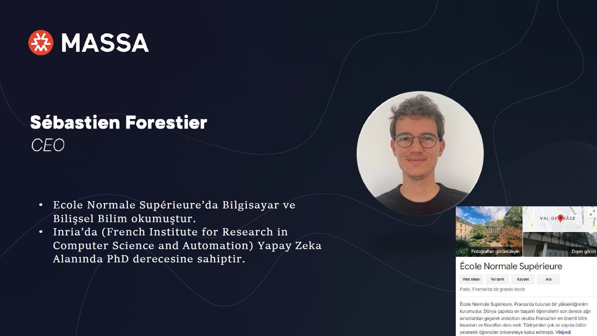 MassaTurkiye's tweet photo. Massa kurucuları ile tanışma vakti🧑🏻‍💻 

Massa Labs CEO'su Sebastien Forestier:

🧠 Bilgisayar ve Bilişsel Bilimler okudu ve Yapay Zeka alanında doktora yaptı.

Teknolojinin sınırlarını zorlama ve yapay zekanın 
 olanaklarını keşfetme konusunda tutkulu!
#massalabs @MassaLabs https://t.co/midrylfUnP