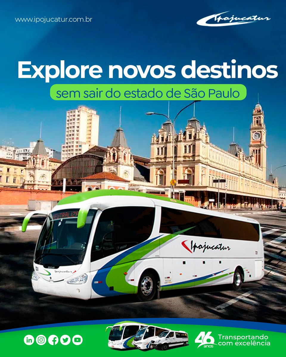 ipojucatur's tweet photo. 🌆Descubra os encantos de SP com a Ipojucatur.Nossa frota moderna e equipe qualificada estão prontas para levar você a diversos destinos dentro do estado.Explore cidades históricas,parques naturais e muito mais.Aventure-se sem sair de SP e aproveite cada momento dessa jornada!✨ https://t.co/dFb8clxYmk