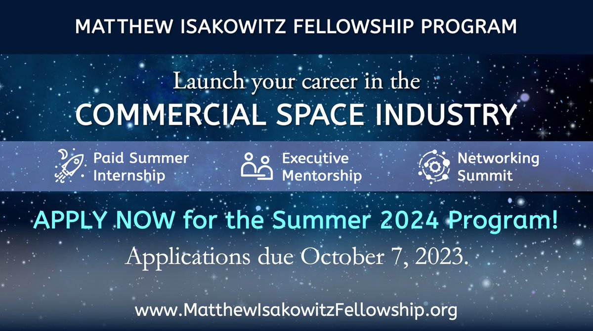 🚀 The Matthew Isakowitz Fellowship Program is now accepting applications for Summer 2024!⁣ Apply by October 7, 2023 or help spread the word! matthewisakowitzfellowship.org/apply
